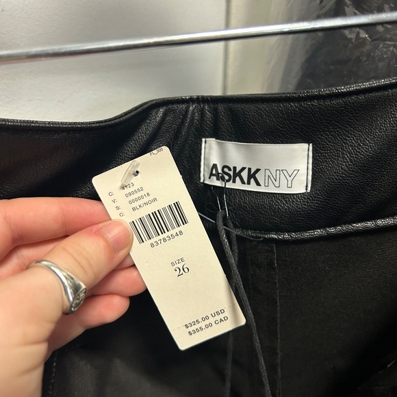 ASKK NY Faux Leather Flare Pants, new with tags, size 26 - Picture 3 of 5